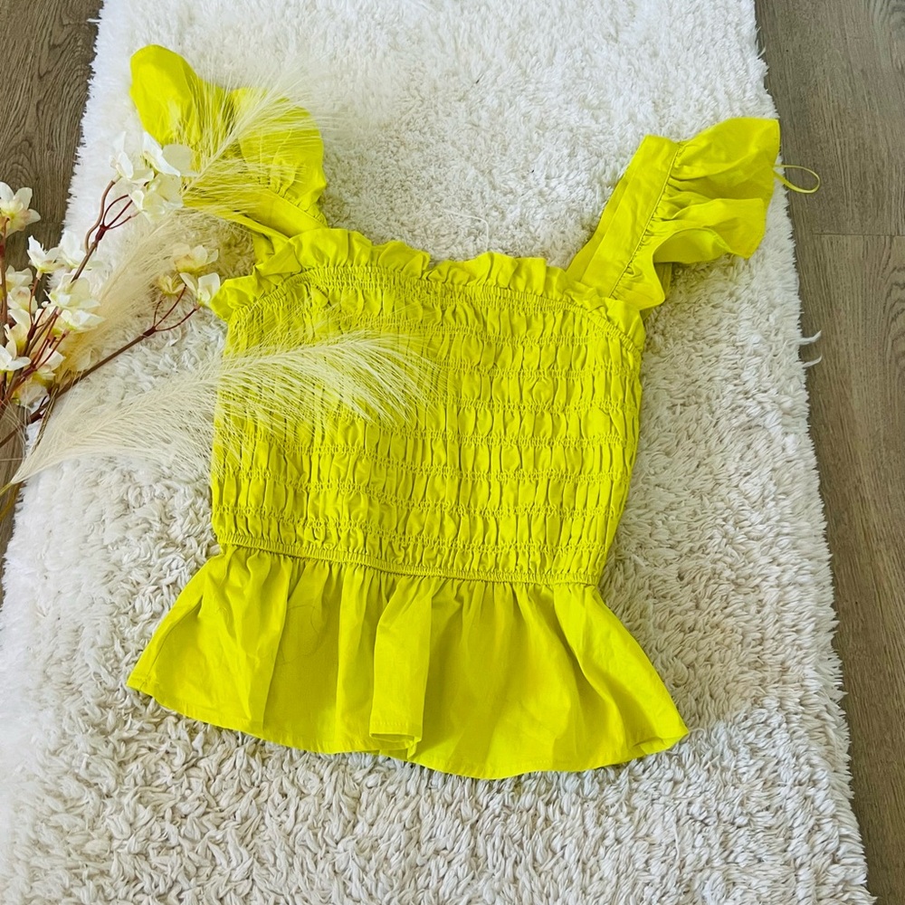 Yellow Ruffled Smocked Top